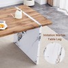 Chic Crate-Rustic Farmhouse Dining Table – 55In Wood Veneer w/ Marble Legs | Solid Wood | 4-6 Chairs | Family Dinner Table - 4 of 4