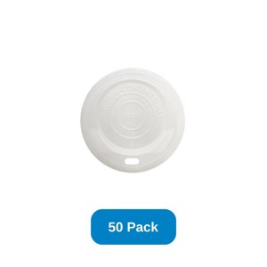 World Centric Lid for 8 oz Hot Cups Compostable CPLA - Pack of 50 - 1 of 3