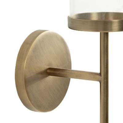 Antique Brass Metal Wall Sconce with Glass Cylinder
