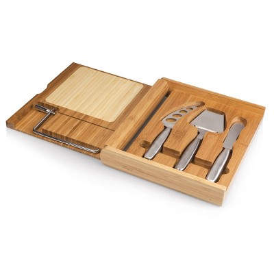 Soiree Cheese Bamboo Cutting Board and Tools Set with Wire Cutter