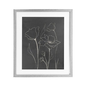 Stupell Industries Minimal Gray Poppies Framed Print Under Glass - 1 of 4