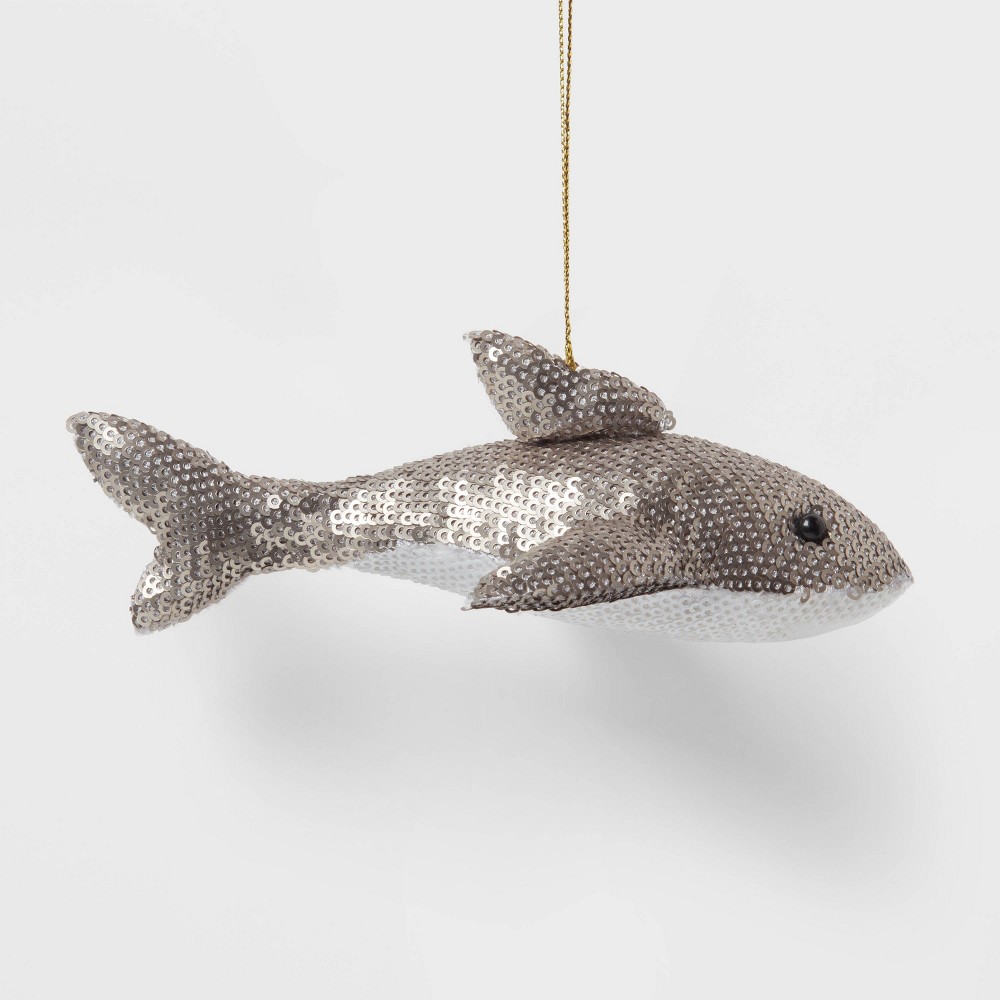 Sequined Fabric Shark Christmas Tree Ornament - Wondershop: String Sequins Felt Christmas Ornaments, Indoor Decor