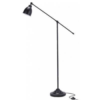 54" Black Metal Swing Arm Reading Floor Lamp - Nourison