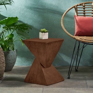 Okak Modern Outdoor Side Table with Unique Design, Stylish Patio End Table with Square Tabletop, Outdoor Coffee Table for Patio, Garden - 1 of 4