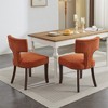 Mid-Century Modern Dining Chairs Set Of 2, Farmhouse Linen Fabric Upholstered Accent Chair with Curved Backrest & Copper Studs Around, Hardwood Frame - 2 of 4