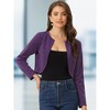 INSPIRE CHIC Women's Solid Open Front Curved Hem Stretchy Fabric Crop Bolero Shrug - 2 of 4