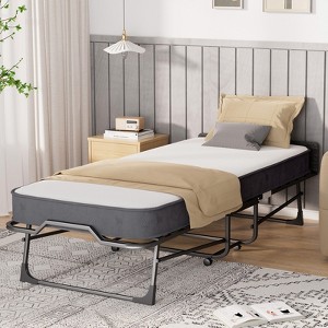 Mjkone Adult Folding Bed with Memory Foam Mattress Sleeper Wood Slats,With dust cover,75*32 - 1 of 4