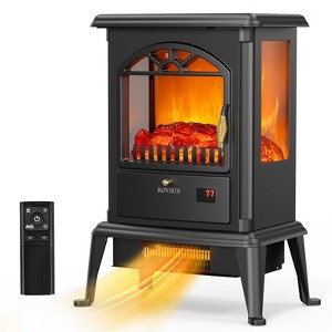ROVSUN 22.4''H Electric Fireplace Stove with Remote, 7 Flame Colors & 4 Brightness, Infrared Quartz Heater with Overheat & Tip-Over Protection - 1 of 4