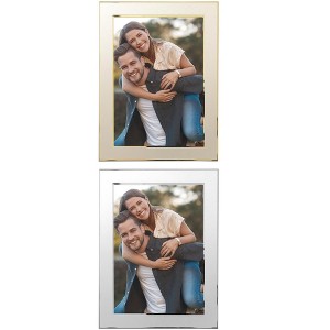 REGALWOVEN Home Room Modern Brushed Aluminum Real Glass Photo Frame - 1 of 4