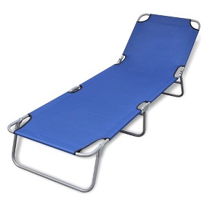 vidaXL Folding Sun Lounger Powder-coated Steel Blue - 1 of 4
