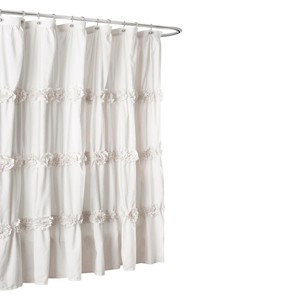 Lush Décor Darla Horiz Texture Shower Curtain, Adult Unisex, White
