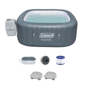 Coleman SaluSpa 114 AirJet Inflatable Square Hot Tub with 2-Pack of Bestway SaluSpa Underwater Non-Slip Pool and Spa Seat with Adjustable Leg - 1 of 4