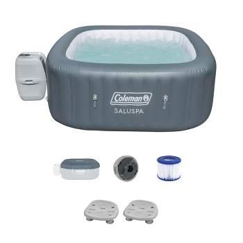 Coleman SaluSpa 114 AirJet Inflatable Square Hot Tub with 2-Pack of Bestway SaluSpa Underwater Non-Slip Pool and Spa Seat with Adjustable Leg