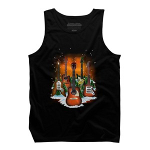 Men's Design By Humans Christmas Guitars By cashfish Tank Top - 1 of 4