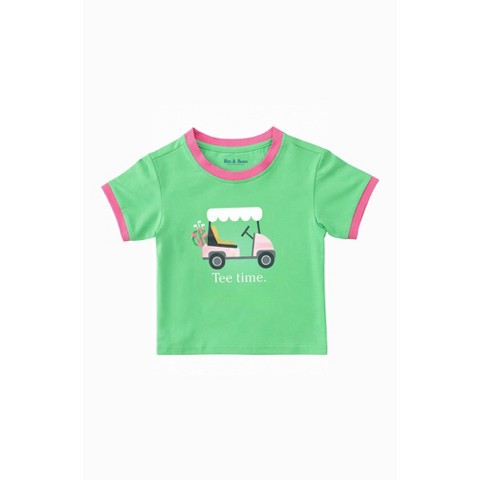 Bits & Bows Kids Girls' Tee Time Crewneck T-Shirt, Green 5/6