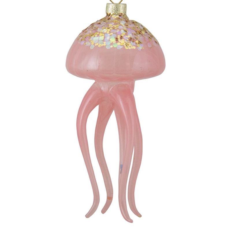 Northlight 4.75" Transparent Pink Jellyfish Glass Christmas Ornament, 3 of 5