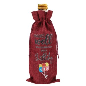 Unique Bargains Balloon Pattern Wine Bags with Drawstrings Red 1 Pc - 1 of 4