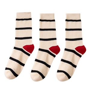 Anna-Kaci 3 Pairs Women's Mid-Calf Striped Casual Cotton Socks - 1 of 4