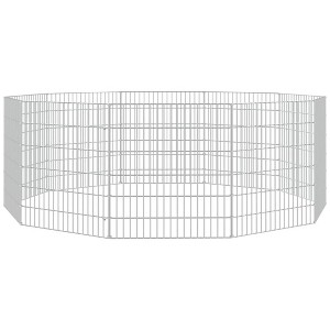 vidaxl Free Range Animal Enclosure - Galvanized Iron Rabbit Hutch/Pet Cage - 10 Panels 21.3"x23.6" Silver - 1 of 4