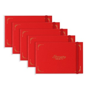 New York Central Eternity Ninety Flat Book- 8.5x5.5" Sketch Watercolor Journal, 5-Pack- Red Soft Paperback- Watercolor Sketchbook w/ Elastic Band, 100 - 1 of 4