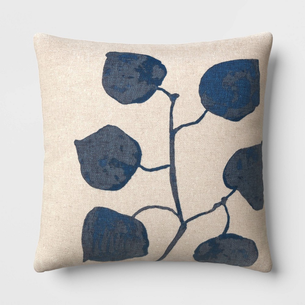 Photos - Pillow Botanical Square Throw  Cream/Blue - Threshold™