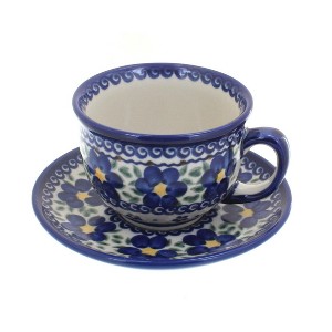 Blue Rose Polish Pottery 33 Vena Cup & Saucer - 1 of 1