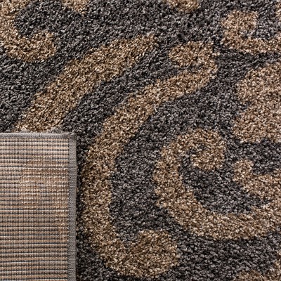 Gray and Beige Square Shag Area Rug