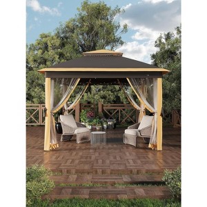 11'x11 Pop-Up Gazebo, Instant Outdoor Canopy Tent with Mosquito Nettings, Durable Steel Frame, for Patio, Garden, Courtyard - 1 of 4