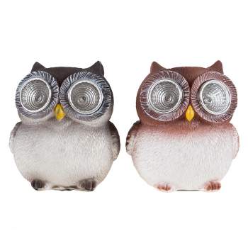 Nature Spring Outdoor Solar LED Light Owl Statues for Yard Decor - Set of 2
