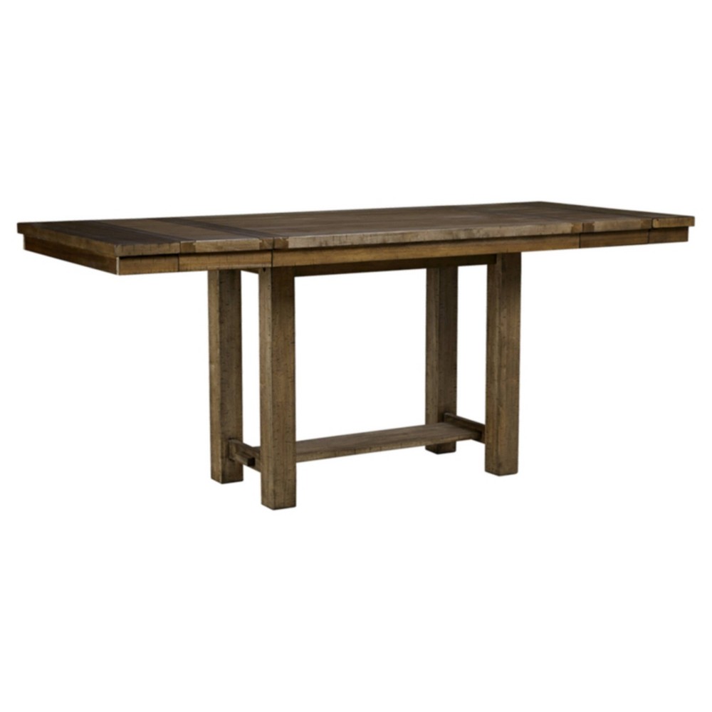 Moriville Rectangular Extendable Dining Table Brown - Signature Design by Ashley: Seats 8, Counter Height, Removable Leaf