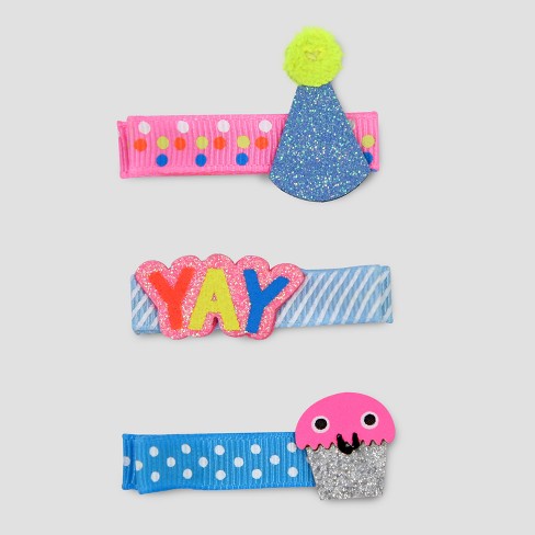 Toddler Girls 3pk Birthday Hair Clips Cat Jack Pink Blue