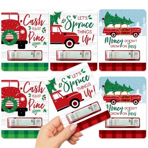 Big Dot of Happiness Merry Little Christmas Tree - DIY Assorted Red Truck and Car Christmas Party Cash Holder Gift - Funny Money Cards - Set of 6 - 1 of 4