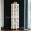 Alilang 22.00 Inch Tall Corner Display Cabinet with Glass Doors and Elegant Curved Design - White - 2 of 4