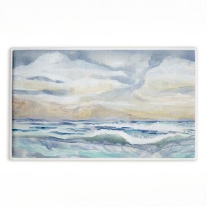 Stupell Industries Tranquil Watercolor Waves Printed Plush Bath Mat And Bath Rug, Design By Audrey Jeanne Roberts, 18"X30" - 1 of 4