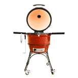 Kamado Joe KJ23RHC 18" Classic Joe II Charcoal Grill in Red with Cart, Side Shelves, Grate Gripper, and Ash Tool - Red