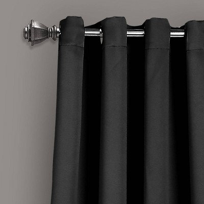 Black Insulated Polyester Blackout Grommet Curtain Panels, 52"W x 95"L