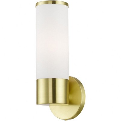Elegant Satin Brass Wall Sconce with Satin Opal White Glass