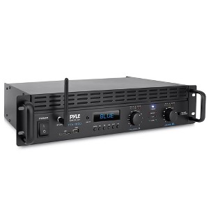 Pyle 2-Ch Bluetooth Power Amp - 2000W Rack Mount Pro Audio Receiver w/ LCD, Bridge Mode, Cooling Fan - Model PTA1000BT, Black, 1 Count - 1 of 4