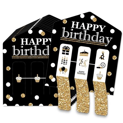 Party Central Club Pack of 12 Black and Gold 'Happy Birthday' Streamers 12