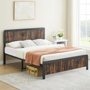 Whizmax Two Size Bed Frame with Wave Wood Headboard, Platform Bed Frame with Safe Rounded Corners, Strong Metal Slats Support, No Box Spring Needed - 1 of 4