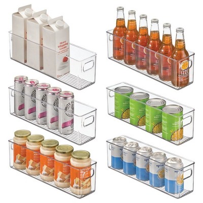 mDesign Plastic Kitchen Pantry Storage Organizer Bin with Handles, 6 Pack, Clear, USA Made
