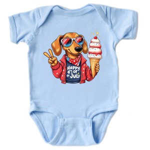 The Juniper Shop Patriotic Dog Ice Cream Baby Short Sleeve Bodysuit - 6M - Light Blue - 1 of 4