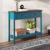 FURNIinspire Console Tables Farmhouse Console Table with Drawer, Storage Shelf, Living Room Side Table, Entryway Table, Blue, 11.61"*39.37"*32.08" - 2 of 4