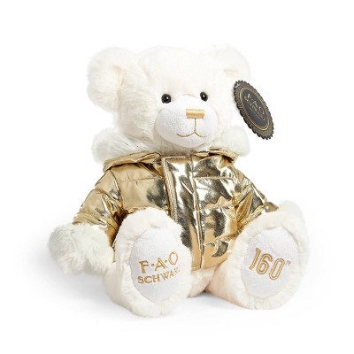 FAO Schwarz Bear in Gold Jacket 13" Stuffed Animal