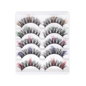 Unique Bargains 3D Curly Mix Color False Eyelashes 5 Pair - 1 of 4