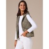 INSPIRE CHIC Women's Lightweight Hooded Sleeveless Button Down Casual Puffer Vest - 3 of 4
