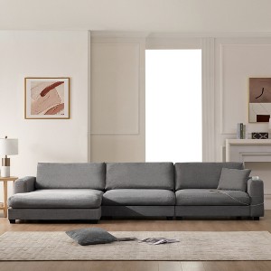 GDFStudio Larry 134" Corduroy L-Shaped Sectional Sofa with Cup Holder - 1 of 4