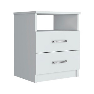FONTOI 20"H Nightstand with Two Drawers&One Shelf, End Table with Layered Storage Space&Open Shelf for Bedroom, White, 16.02"*19.9"*12.9" - 1 of 4