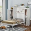 Full Size Murphy Wall Bed with Built-In Wardrobes, Space-Saving Foldable Wooden Platform Bedframe for Guest Room or Bedroom-The Pop Home - 2 of 4