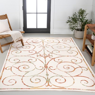 JONATHAN Y Danae Classic Cottage Filigree Scroll Reversible Machine-Washable Indoor/Outdoor Area Rug